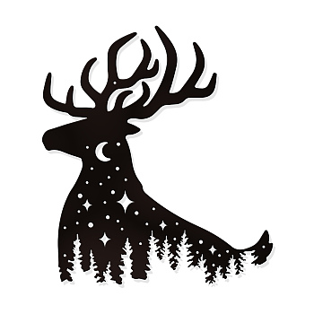 Iron Wall Art Decorations, for Front Porch, Living Room, Kitchen, Matte Style, Reindeer Pattern, 267x300x1mm