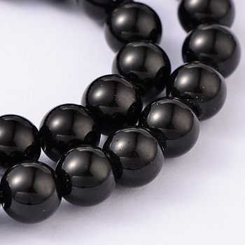 Dyed Natural Jade Round Bead Strands, Black, 6mm, Hole: 1mm, about 64pcs/strand, 15.4 inch