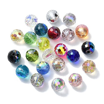 AB Color Plated Glass Beads, Faceted Round, Mixed Color, 10x9mm, Hole: 1.5mm
