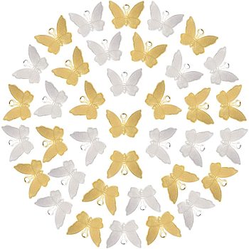 Brass Filigree Pendants, Butterfly Charms, Mixed Color, 11x13.5x3mm, Hole: 1.5mm, 2colors, 80pcs/color, 160pcs/box