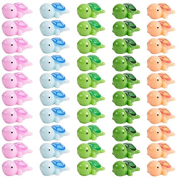 50Pcs 5 Colors Resin Ornaments Five Color Turtle Ornaments DIY Landscaping, Mixed Color, 32.5x21x13.5mm, 10pcs/color