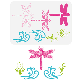 Plastic Drawing Painting Stencils Templates, for Painting on Scrapbook Fabric Tiles Floor Furniture Wood, Rectangle, Dragonfly, 29.7x21cm
