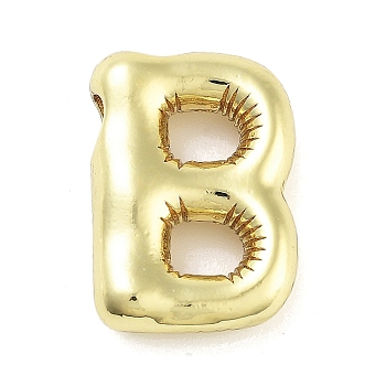 Rack Plating Brass Pendants, Long-Lasting Plated, Real 18K Gold Plated, Letter B, 21x14x4.5mm, hole: 3.5~3x2.5mm