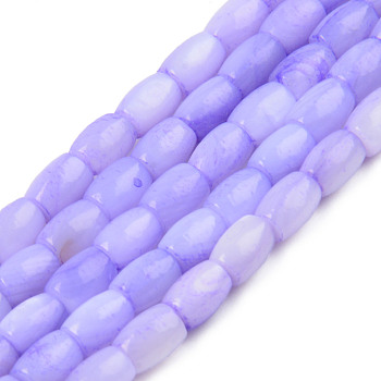 Natural Freshwater Shell Beads Strand, Dyed, Barrel, Medium Purple, 6.5x5mm, Hole: 0.8mm, about 58~60pcs/strand, 15.43 inch~15.94 inch(39.2cm~40.5)