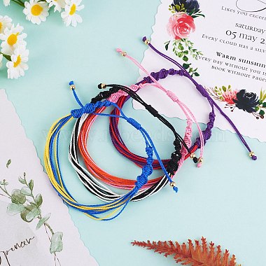bracelet à cordon tressé en polyester ciré bicolore(BJEW-SW00026)-2
