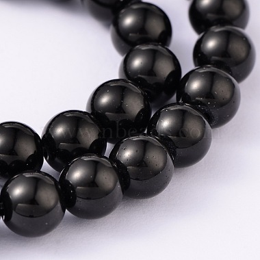 6mm Black Round White Jade Beads