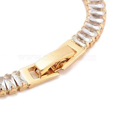 Brass Pave Clear Cubic Zirconia Rectangle Link Bracelets(BJEW-YWC0002-11A-G)-3