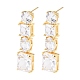Rectangle Brass Micro Pave Cubic Zirconia Dangle Stud Earrings(EJEW-C174-06G-01)-4