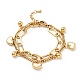 Bracelet multirangs charm coeur coquillage et boule ronde(BJEW-G639-12G)-1