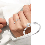 1Pc Letter Brass Rhinestone Open Cuff Rings for Women, Letter D, Inner Diameter: 17~18mm(AJEW-LP0004-47D-S)