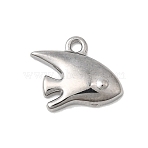 Marine Organism Theme 304 Stainless Steel Charms, Stainless Steel Color, Fish, 10.5x12.5x2.5mm, Hole: 1.2mm(STAS-Z179-40P-09B)