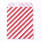 Kraft Paper Bags, No Handles, Food Storage Bags, Stripe Pattern, Red, 18x13cm(CARB-P001-B01-05)