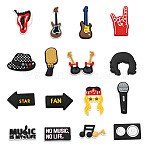 32Pcs 16 Styles Singer Theme PVC Plastic Cabochons, Mixed Color, 15.5~37x12~31.5x3.2~4mm, 2pcs/style(FIND-CJ0002-55)