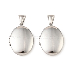 316 Stainless Steel Locket Pendants, Oval Charms, with 304 Stainless Steel Snap on Bails, Long-Lasting Plated, Stainless Steel Color, 33.5x24x6.5mm, Hole: 8.5x4mm, Inner Diameter: 23x16mm(STAS-K321-08P)