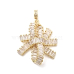 Brass Pave Clear Cubic Zirconia European Dangle Charms, Bowknot Large Hole Pendants, Long-Lasting Plated, Rack Plating, Lead Free & Cadmium Free, Real 18K Gold Plated, 37mm, Hole: 3mm(KK-H529-32G)