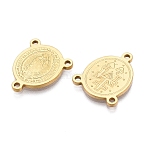 Ion Plating(IP) 201 Stainless Steel Rosary Center Connector Charms, Oval with Virgin Mary Links, Real 18K Gold Plated, 20x16.5x1.5mm, Hole: 1.6mm(X-STAS-T064-47G)