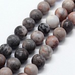 Natural Pink Zebra Jasper Beads Strands, Round, 10mm, Hole: 1mm, about 37pcs/strand,  14.76 inch(37.5cm)(G-I199-26-10mm)