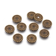 Tibetan Style Alloy Spacer Beads, Lead Free & Nickel Free, Flat Round, Antique Bronze, 12x2mm, Hole: 2mm(X-TIBE-47916-AB-FF)