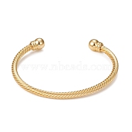 Classic Rack Plating Brass Cuff Bangles, Long-Lasting Plated Twist Bangles for Women Men, Cadmium Free & Lead Free, Real 18K Gold Plated, Inner Diameter: 2-1/2 inch(6.4cm)(X-BJEW-E071-10G)