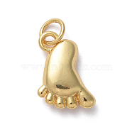 Brass Charms, Long-Lasting Plated, Feet, Real 18K Gold Plated, 12x10x3.1mm, Hole: 3.5mm(ZIRC-G160-39G)