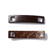 Coconut Connector Charms, Curved Rectangle Links, Lead Free, Coconut Brown, 47x9.5x6mm, Hole: 5x5mm(WOOD-I008-01)