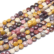 Natural Mookaite Beads Strands, Faceted, Flat Round, 6~6.5x3.5~5mm, Hole: 1mm, about 63 pcs/Strand, 15.35 inches(39cm)(G-D0003-A76)