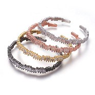 Brass Cuff Bangles, with Cubic Zirconia, Mixed Color, 2-1/8 inchx1-5/8 inch(5.4x4.2cm)(BJEW-P245-02)