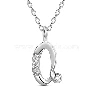 SHEGRACE Rhodium Plated 925 Sterling Silver Initial Pendant Necklaces, with Grade AAA Cubic Zirconia and Cable Chains, Platinum, Letter.Q, 15.74 inch(40cm)(JN913A)