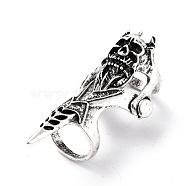 Alloy Finger Rings for Men, Skull, Antique Silver, US Size 5 1/2(16.1mm), 63x23x21mm(RJEW-G115-06AS)