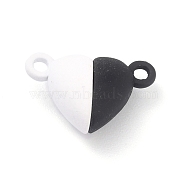 Alloy Magnetic Clasps with Loops, Heart, White & Black, 15x9.5x6mm, Hole: 1.5mm(PALLOY-P223-B01-01)