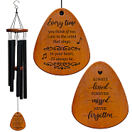 Aluminum Pendant Decorations, with Wood Finding, Wind ChimeChime, Word, 650x81.3mm(HJEW-WH0061-003)