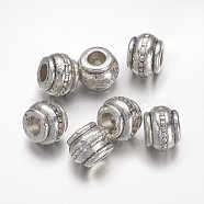 Tibetan Style European Large Hole Beads, Lead Free & Cadmium Free, Barrel, Antique Silver, about 9mm long, 9mm wide, 7mm thick, hole: 4mm(X-LF10904Y)