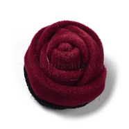 Velvet Cloth Fabric Cabochons, Rose Flower, Dark Red, 23~24x16mm(FIND-K014-01A)