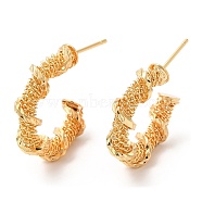 Brass Round Stud Earrings, Half Hoop Earrings, Real 18K Gold Plated, 20x24.5x6mm(KK-K333-60G)
