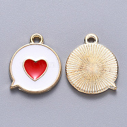 Alloy Enamel Pendants, Flat Message Box with Heart, Light Gold, White, 17x14x1.5mm, Hole: 1.6mm(X-ENAM-S121-120A)