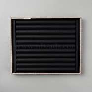 Rectangle Wood Finger Rings Display Trays, with PU Leather Inside, for Finger Rings Organizer Holder, Black, 21x26x3cm(RDIS-WH0016-11)