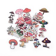 50Pcs Cartoon Mushroom Paper Sticker Label Set, Adhesive Label Stickers, for Suitcase & Skateboard & Refigerator Decor, Pink, 56~74x29~62x0.3mm(DIY-G066-09)