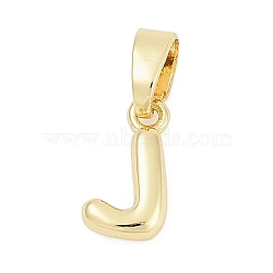 Brass Charms, Letter, Cadmium Free & Lead Free, Long-Lasting Plated, Rack Plating, Letter J, 10x6x2.5mm, Hole: 3x5mm(KK-G522-54J-G)