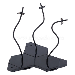 Plastic Doll Stands with Adjustable Snake Bone Bracket, Action Figures Display Holder for 3 Toy Dolls, Black, 24.3x24.3x25cm(ODIS-WH0002-90)