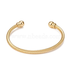 Classic Rack Plating Brass Cuff Bangles, Long-Lasting Plated Twist Bangles for Women Men, Cadmium Free & Lead Free, Real 18K Gold Plated, Inner Diameter: 2-1/2 inch(6.4cm)(X-BJEW-E071-10G)