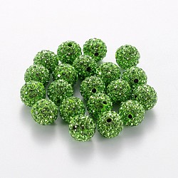 Middle East Rhinestone Beads, Polymer Clay Inside, Round, Lawn Green, 10mm, PP11(1.7~1.8mm), Hole: 1.5mm(RB-B023-20)