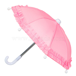 Plastic Doll Umbrella, Doll Making Supplies, Pink, 220x250~300mm(DOLL-PW0001-366H)
