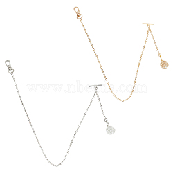 Tree of Life Alloy Pocket Watch Chain, with T Bar & Lobster Clasps, Platinum & Golden, 20mm, 2pcs/set(HJEW-DR00125)