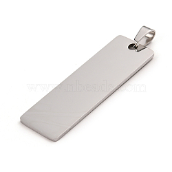 Tarnish Resistant 304 Stainless Steel Pendants, Laser Cut, Stamping Blank Tag, Rectangle, Stainless Steel Color, 48x15x1.4mm, Hole: 6mm(STAS-D142-01C-P)