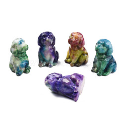 Natural Quartz Display Decorations, with Natural Opal Powder, Dyed & Heated, Dog, Mixed Color, 24x26x36mm(G-N330-73)