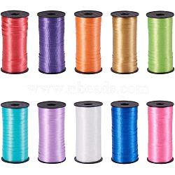 Polyester Balloons Ribbon, Curling Ribbon, for Party Decoration, Mixed Color, 5x0.1mm, about 100yards/roll(91.44m/roll), 10roll/set(SRIB-PH0001-08)