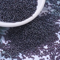 MIYUKI Round Rocailles Beads, Japanese Seed Beads, (RR171) Dark Smoky Amethyst Luster, 11/0, 2x1.3mm, Hole: 0.8mm, about 1100pcs/bottle, 10g/bottle(SEED-JP0008-RR0171)