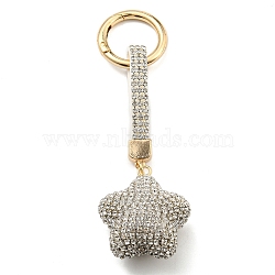 Resin Rhinestone Alloy Keychain, Star, Gainsboro, 14.1cm(KEYC-U006-01A)