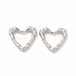 304 Stainless Steel Linking Rings, Bumpy, Heart, Stainless Steel Color, 14x15x3mm, Inner Diameter: 8x10.5mm(STAS-F290-11P)