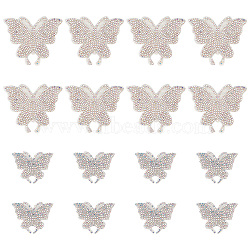 16Pcs 2 Style Butterfly Resin Rhinestone Stickers, Self Adhesive Appliques, Costume Accessories, for Clothes, Bag Pants, Shoes, Car, Clear AB, 40~62x50~72x1.5mm, 8pcs/style(DIY-CP0008-77)
